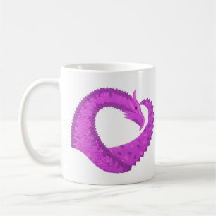 Helderheid paarse hartdraak op wit koffiemok