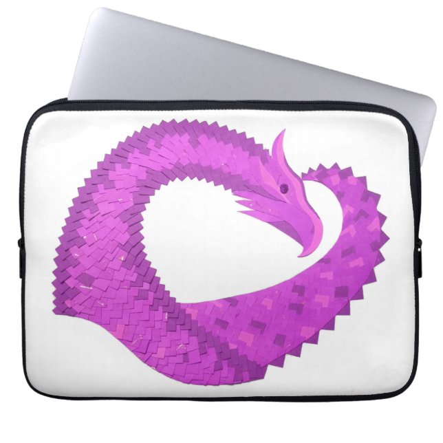 Helderheid paarse hartdraak op wit laptop sleeve (Voorkant)