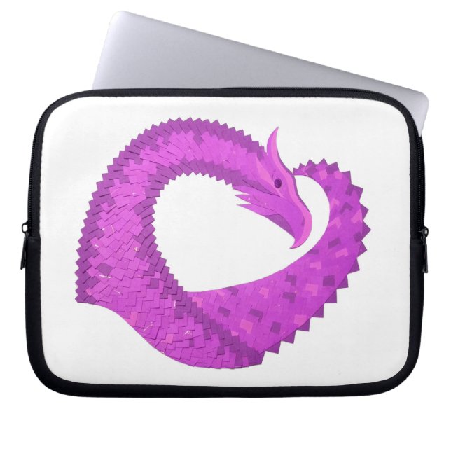 Helderheid paarse hartdraak op wit laptop sleeve (Voorkant)