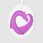 Helderheid paarse hartdraak op wit ornament (voorkant)