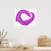 Helderheid paarse hartdraak op wit poster (Keuken)