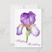Helderheid Paarse Iris Happy Birthday Briefkaart (Voorkant)