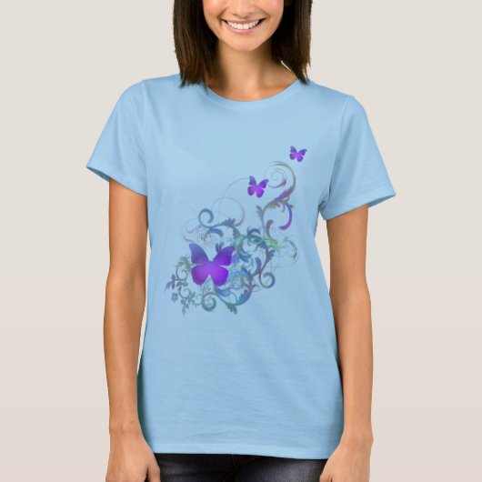 Helderheid Paarse vlinder T-shirt (Voorkant)