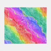 Helderheid regenboog en goudfaux glitter Agate Fleece Deken (Voorkant (Horizontaal))