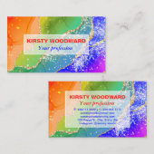 Helderheid regenboog en goudfaux glitter Agate Visitekaartje (Voorkant / Achterkant)
