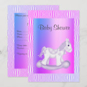 Helderheid  ROCKING HORSE BABY SHOWER INVITATIE Kaart (Voorkant / Achterkant)