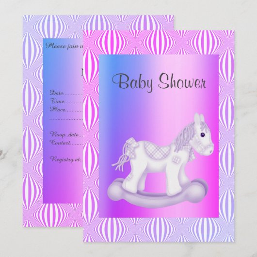 Helderheid  ROCKING HORSE BABY SHOWER INVITATIE Kaart (Voorkant / Achterkant)