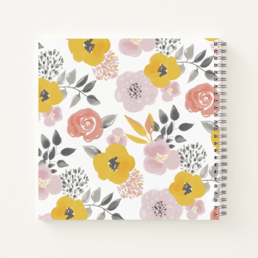 Helderheid van het Floral Patroon met Uw Monogram Notitieboek (Achterkant)