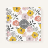 Helderheid van het Floral Patroon met Uw Monogram Notitieboek (Voorkant)