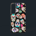 Helderheid van het patroon van suikerschedels op z samsung galaxy hoesje<br><div class="desc">Heldere en kleurrijke afbeeldingen suikerschedels maken een leuk patroon op deze unieke telefoonbehuizing. Er zijn verscheidene verschillende schedel afbeeldingen,  allen individueel in diverse kleuren,  en geplaatst op een dramatische zwarte achtergrond.</div>