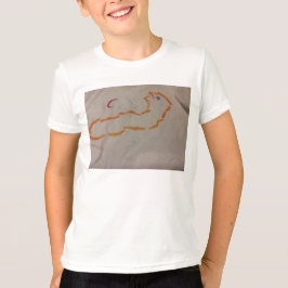Helderheid van oranje acrylstencil over de borst t-shirt