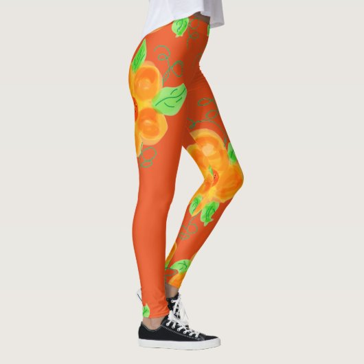 Helderheid van Oranje Floral Leggings (Rechts)