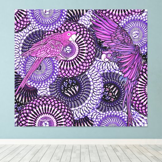 Helderheid van papegaaien canvas afdruk (Insitu (Houten vloer))