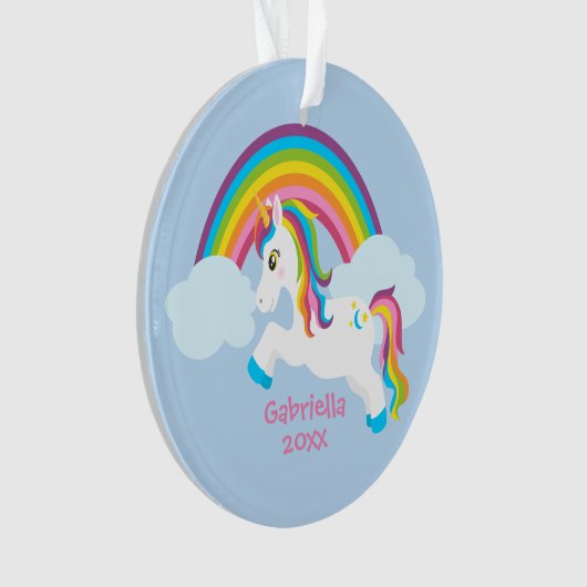 Helderheid van regenboogunicorn ornament (voorkant)