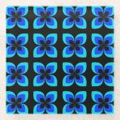 Helderheid van twee tinten blauw ventilatorpatroon glazen onderzetter (Voorkant)