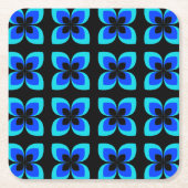 Helderheid van twee tinten blauw ventilatorpatroon kartonnen onderzetters (Voorkant)