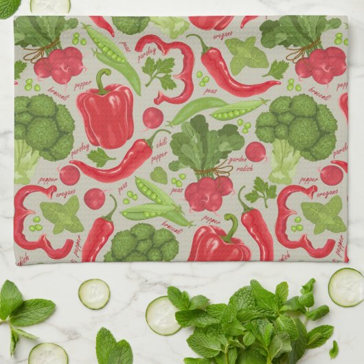 Helderheid van verse groenten theedoek (Gevouwen)