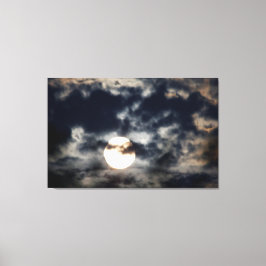 Helderheid, volledige maan met wolken canvas afdruk