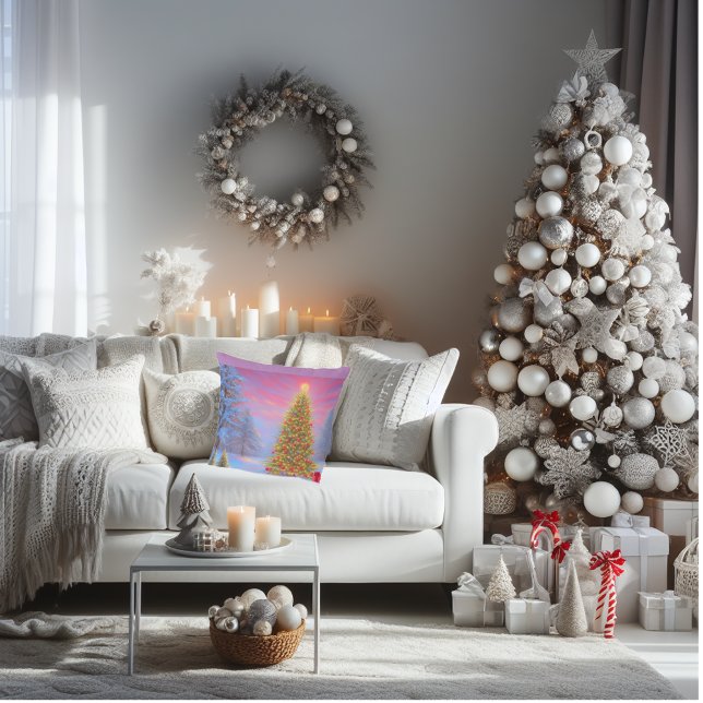 Helderheid, vrolijk kerstochtendontwerp kussen (Pillow Christmas decor fun.)