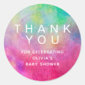 Helderheid Waterverf Baby shower Hartelijk dank Ronde Sticker (Voorkant)