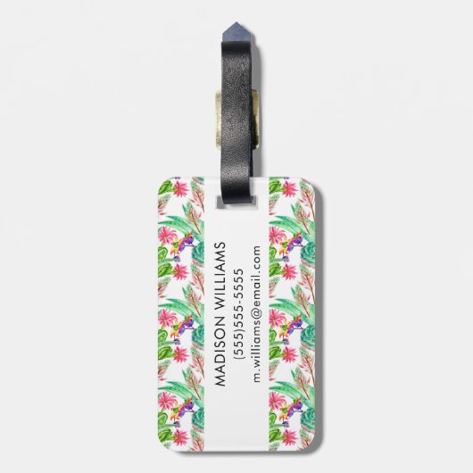 Helderheid Waterverf Cactus & Succulent Patroon Bagagelabel (Achterkant verticaal)