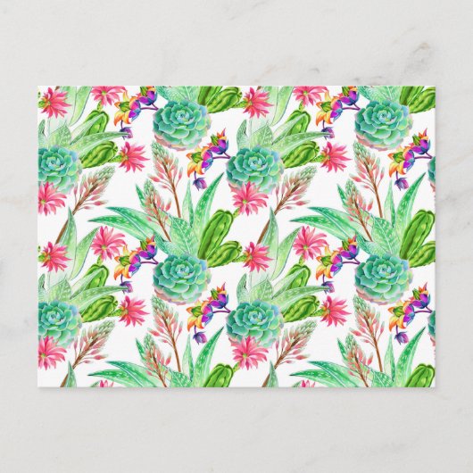 Helderheid Waterverf Cactus & Succulent Patroon Briefkaart (Voorkant)