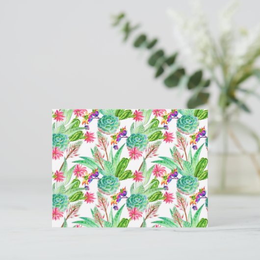 Helderheid Waterverf Cactus & Succulent Patroon Briefkaart (Staand voorkant)