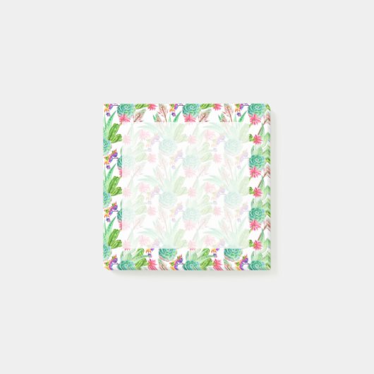 Helderheid Waterverf Cactus & Succulent Patroon Post-it® Notes (Voorkant)