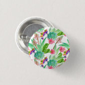 Helderheid Waterverf Cactus & Succulent Patroon Ronde Button 3,2 Cm (Voorkant /achterkant)