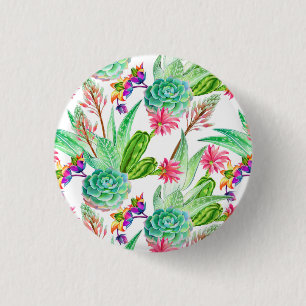 Helderheid Waterverf Cactus & Succulent Patroon Ronde Button 3,2 Cm