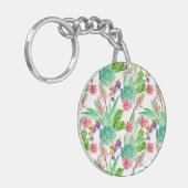 Helderheid Waterverf Cactus & Succulent Patroon Sleutelhanger (Voorkant Links)
