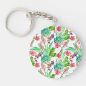 Helderheid Waterverf Cactus & Succulent Patroon Sleutelhanger (Voorkant)