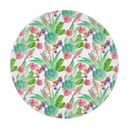 Helderheid Waterverf Cactus & Succulent Patroon Snijplank (Voorkant)