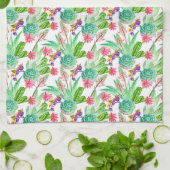 Helderheid Waterverf Cactus & Succulent Patroon Theedoek (Gevouwen)