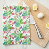 Helderheid Waterverf Cactus & Succulent Patroon Theedoek (Quarter Fold)