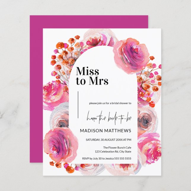 Helderheid Waterverf Floral Arch Summer Vrijgezell (Voorkant / Achterkant)