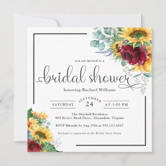 Helderheid Waterverf Zonnebloemen Vrijgezellenfees Kaart (Voorkant)