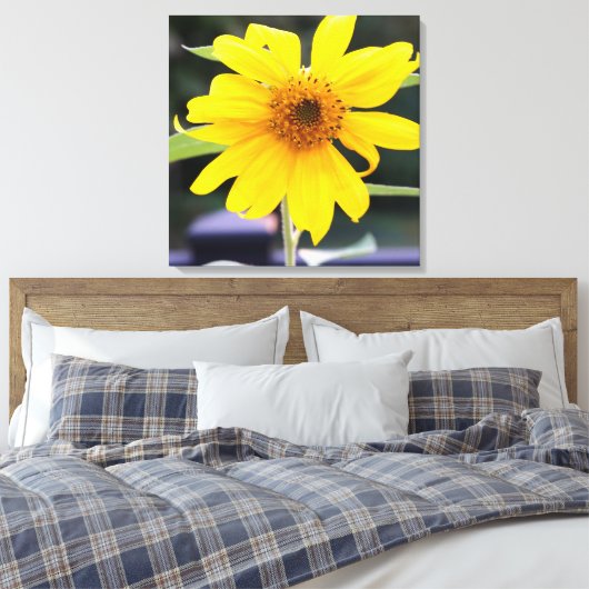 Helderheid zonnebloem - 24 x 24 inch dichtbij canvas afdruk (Insitu (Slaapkamer))