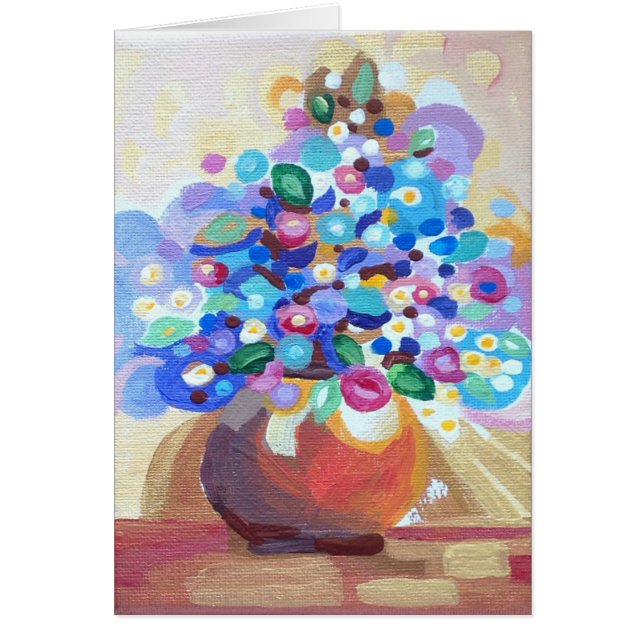 Helderheldere bloemen met een handbeschilderd uite (Voorkant)