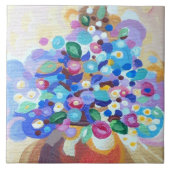 Helderheldere bloemen met een handbeschilderd uite tegeltje (Voorkant)