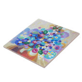 Helderheldere bloemen met een handbeschilderd uite tegeltje (Zijkant)