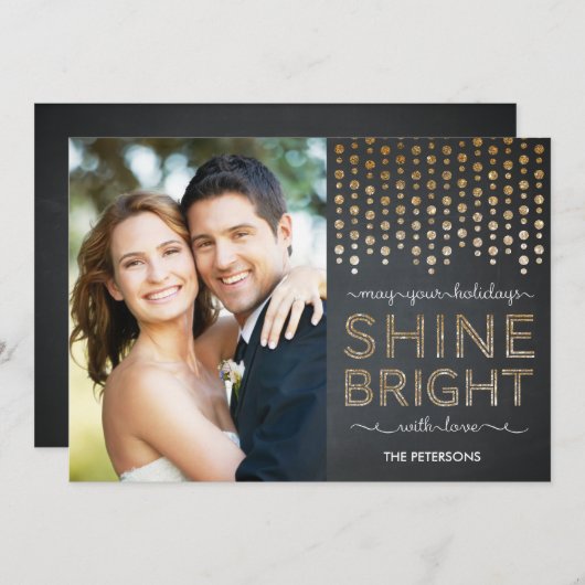 Helderholiday-fotokaarten - Gold Feestdagenkaart (Voorkant / Achterkant)