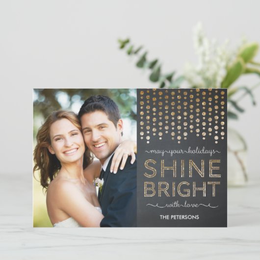 Helderholiday-fotokaarten - Gold Feestdagenkaart (Staand voorkant)