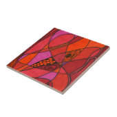 Helderkleurig abstract in sinaasappels met hot red tegeltje (Zijkant)