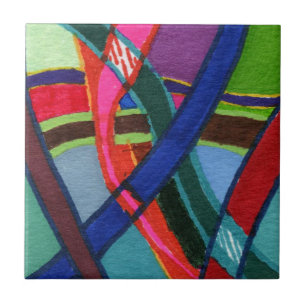 Helderkleurig abstract met kleurwegen tegeltje