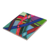 Helderkleurig abstract met kleurwegen tegeltje (Zijkant)