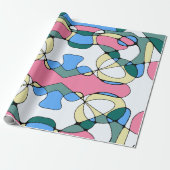 Helderkleurig Abstract patroon - Roze Blauw Groen Cadeaupapier (Uitgerold)