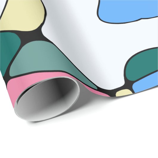 Helderkleurig Abstract patroon - Roze Blauw Groen Cadeaupapier (Rol Hoek)