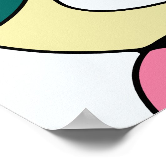 Helderkleurig Abstract patroon - Roze Blauw Groen Poster (Hoek)