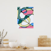 Helderkleurig Abstract patroon - Roze Blauw Groen Poster (Keuken)